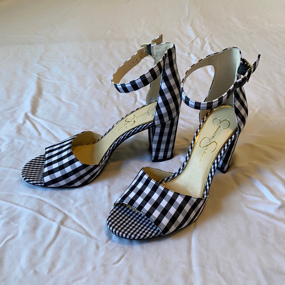 Jessica Simpson sherron gingham ankle strap heels